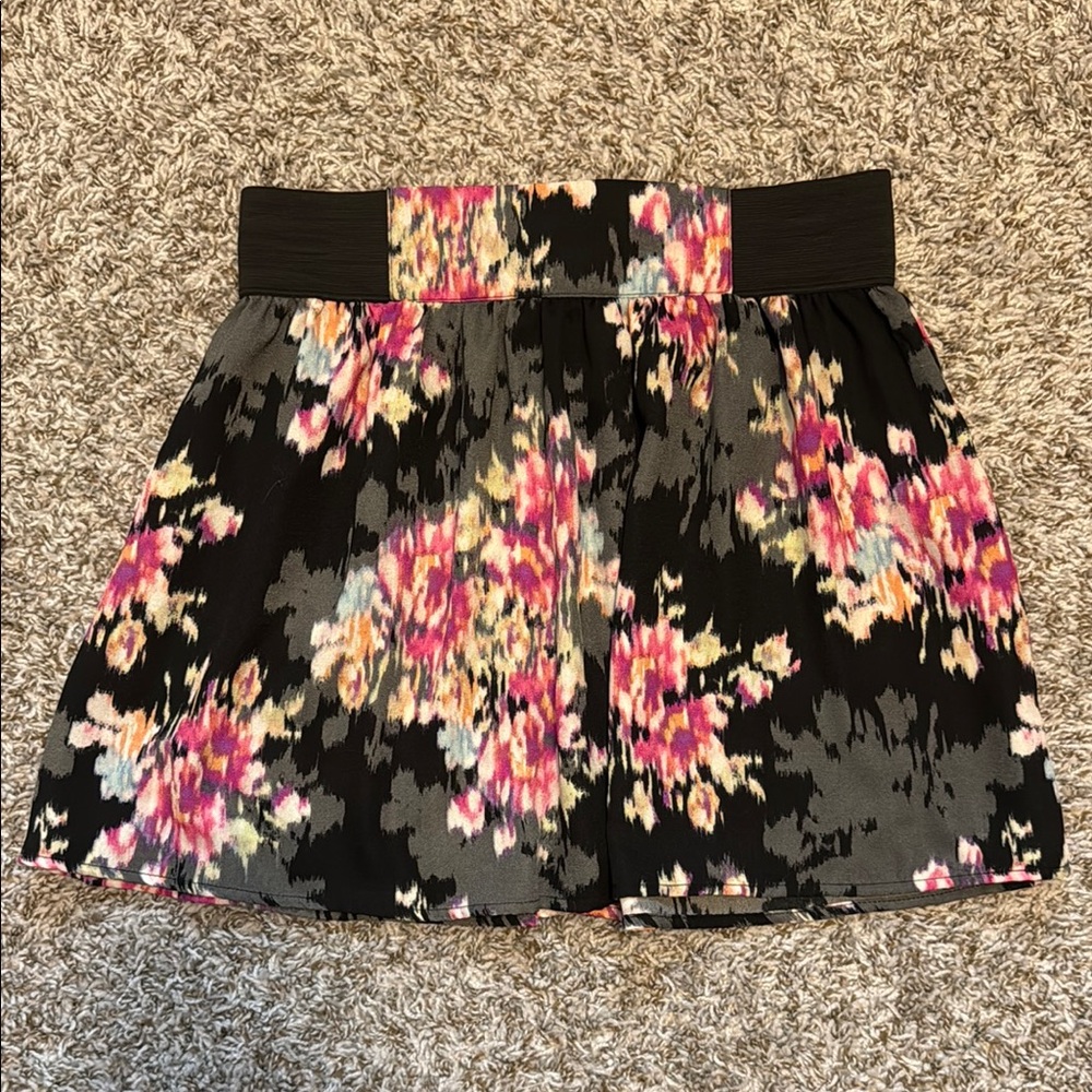 Floral Black Skirt